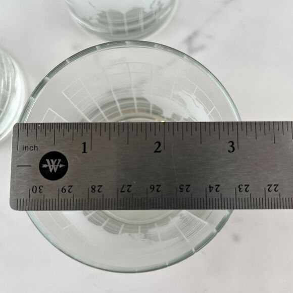 70's Glass Clear w Frosted World Map Globe Double Old Fashioned Tumblers Vintage - Picture 11 of 11